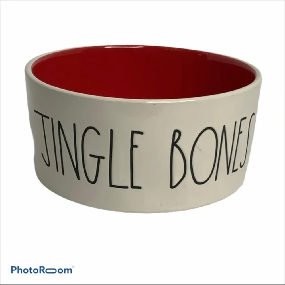 Rae Dunn Jingle Bones Ceramic dog Bowl SZ 5.75X2.75 EUC